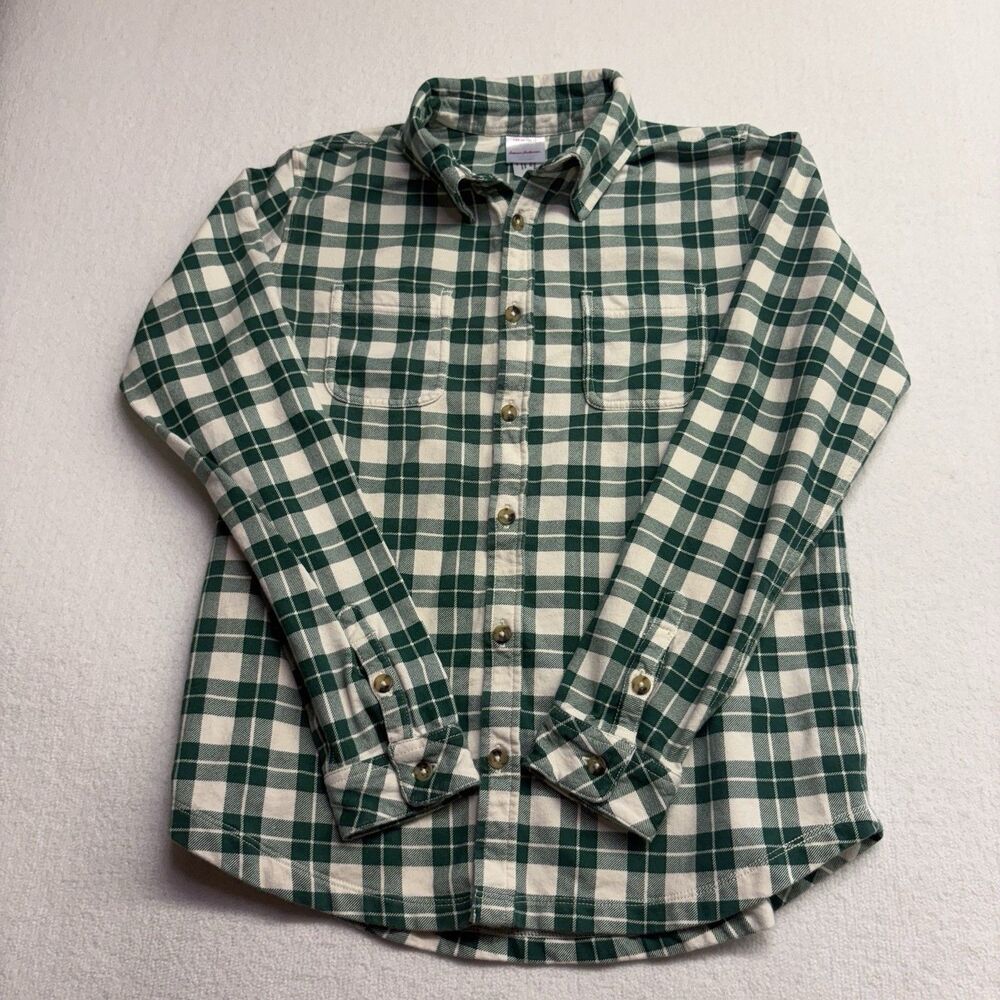 Hanna Andersson Green Plaid Button Shirt Kids Boys  Long Sleeve-12